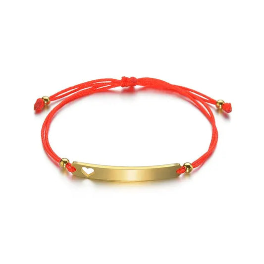 Gourmette en or personnalisée avec corde rouge pour enfant - Image #1