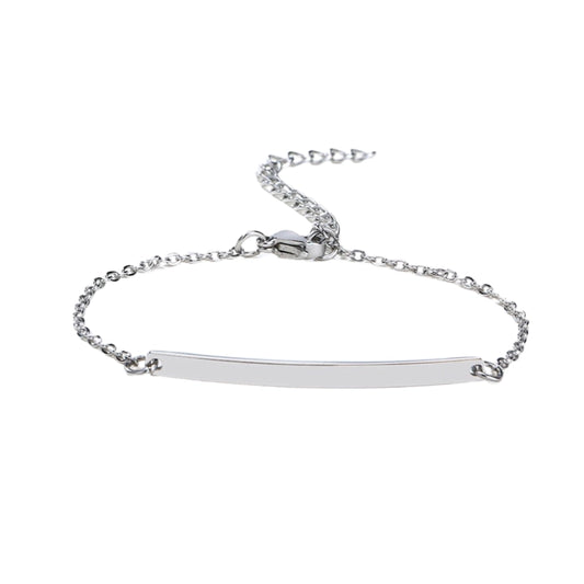Gourmette Femme Argent Plaque Large Personnalisée