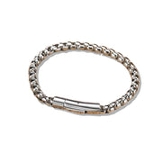 Curb chain for men in silver with cylindrical clasp 