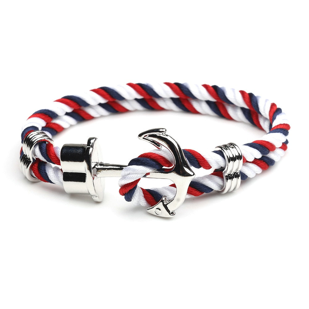 Bracelet Ancre Marine Homme bleu/blanc/rouge