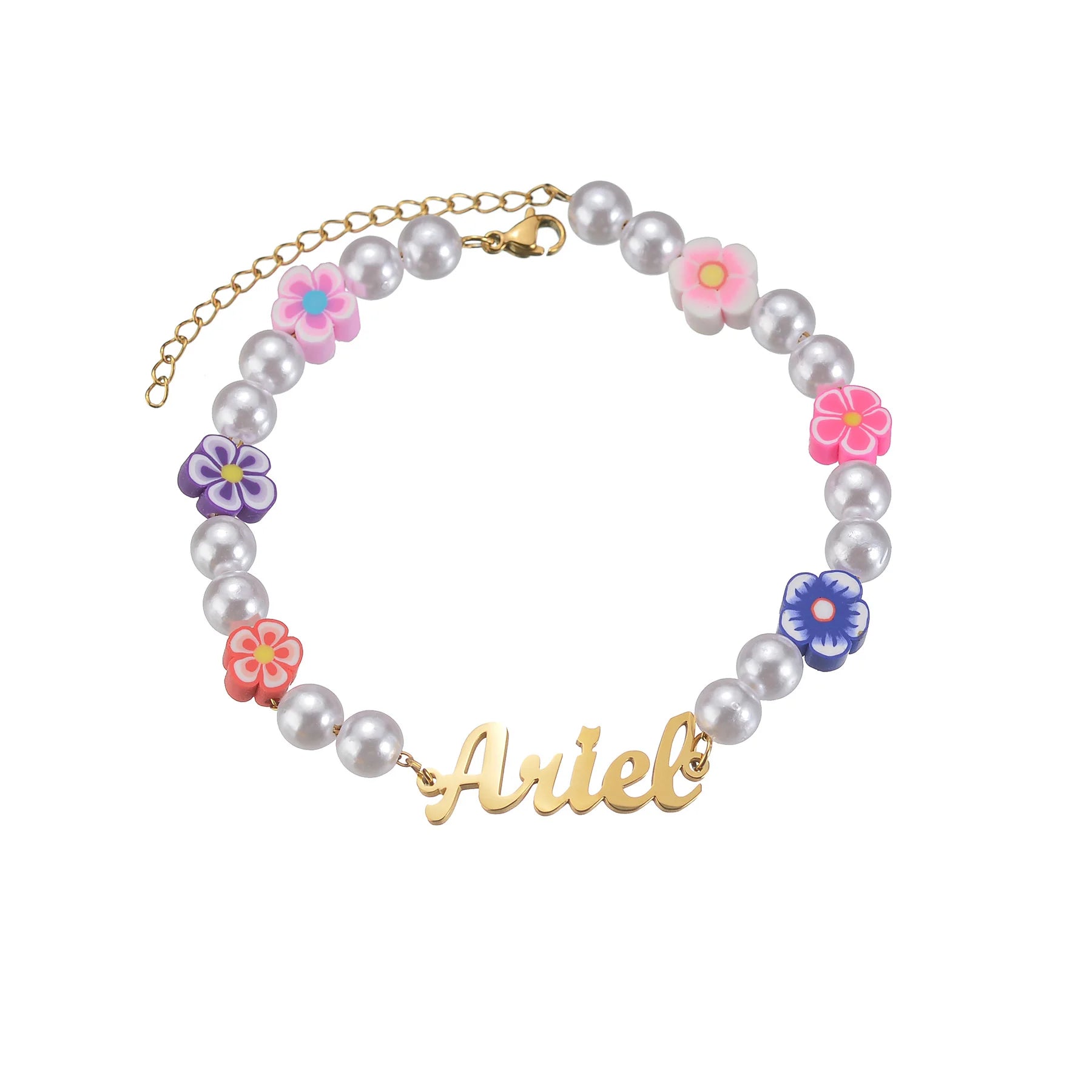 Bracelet Perle Et Fleur Personnalisée Pour Femme