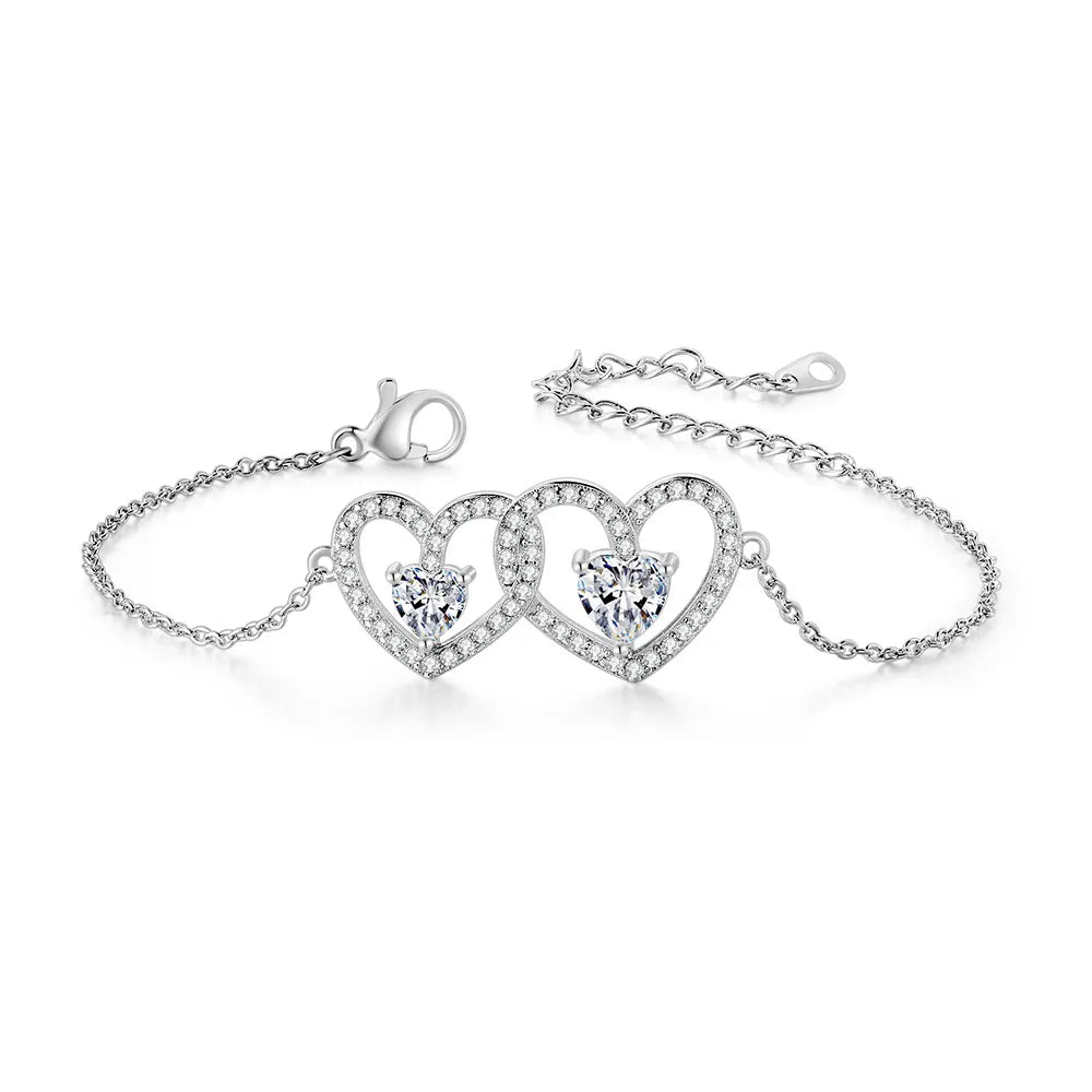 Bracelet Double CœUr En Argent