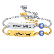 Blue eye personalized silver baby bracelet