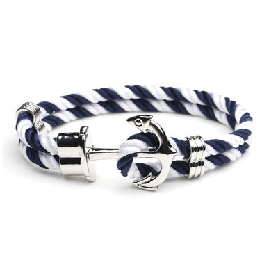 Bracelet Ancre Marine femme bleu/blanc
