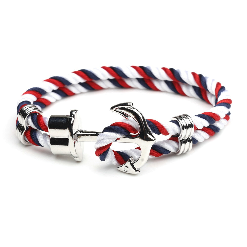 Bracelet Ancre Marine femme bleu/blanc/rouge