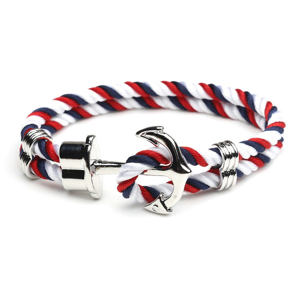 Bracelet Ancre Marine femme bleu/blanc/rouge