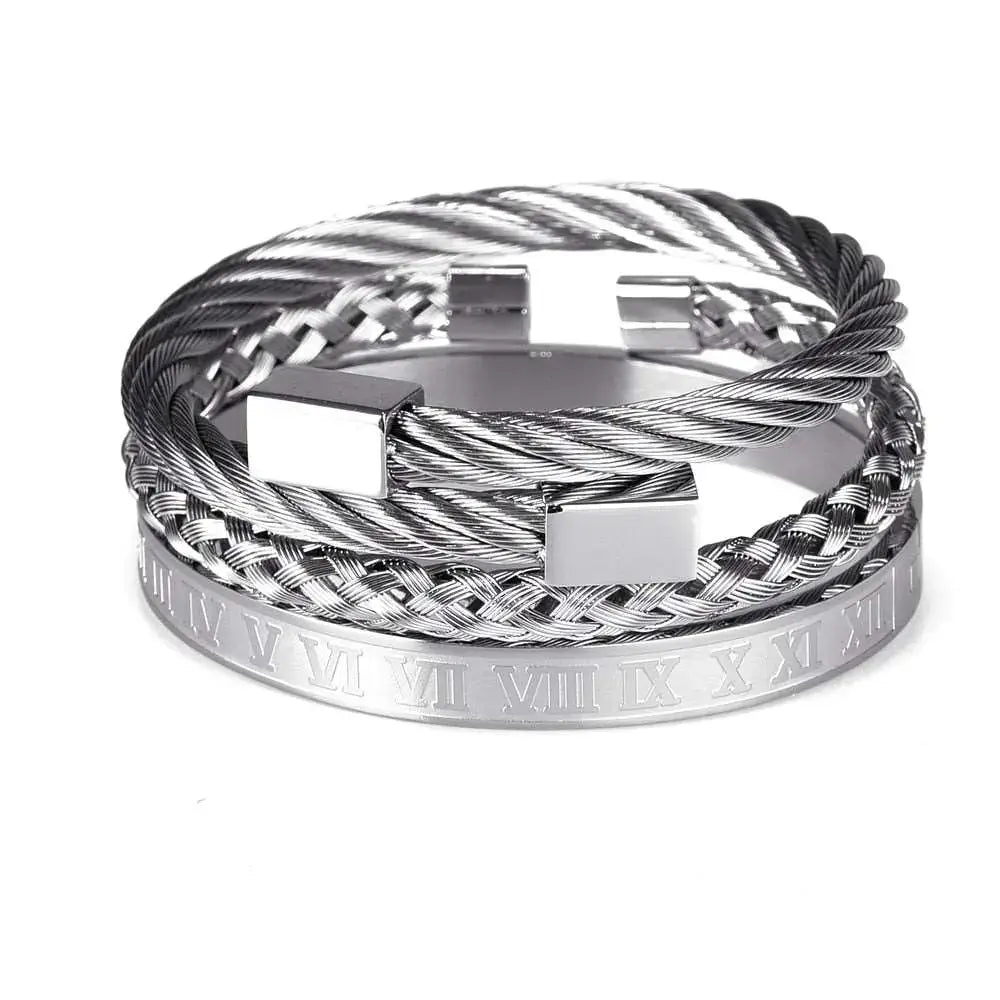 Bracelet pour homme en argent avec chiffres romains