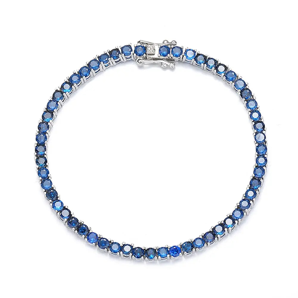 Gourmette argent 925 ornée de zircons bleus