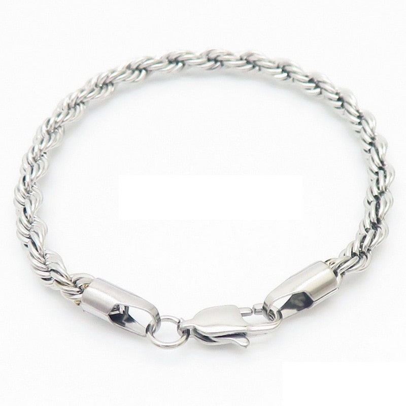 Gourmette En Argent Maille Corde